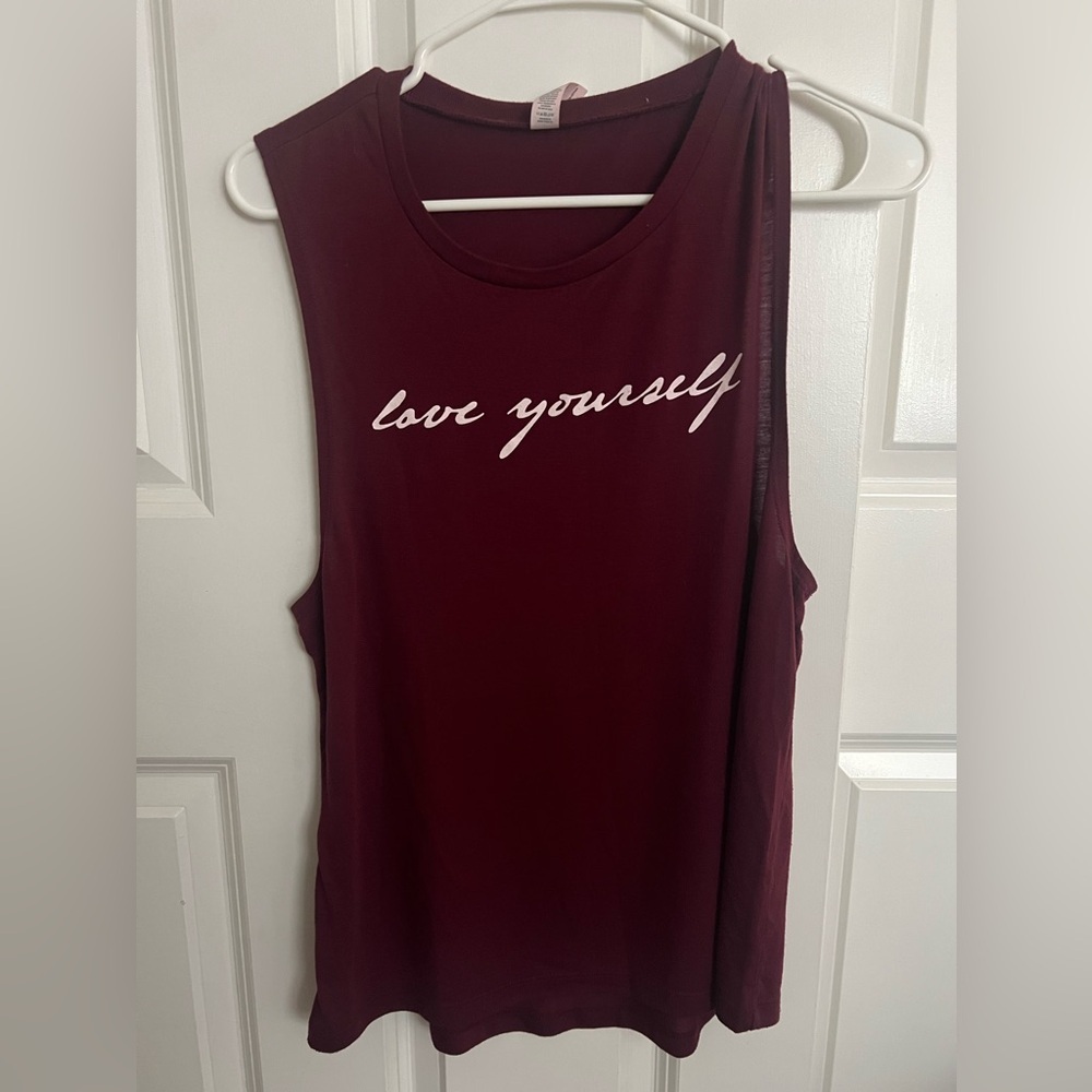 Burgundy “Love yourself” Tank